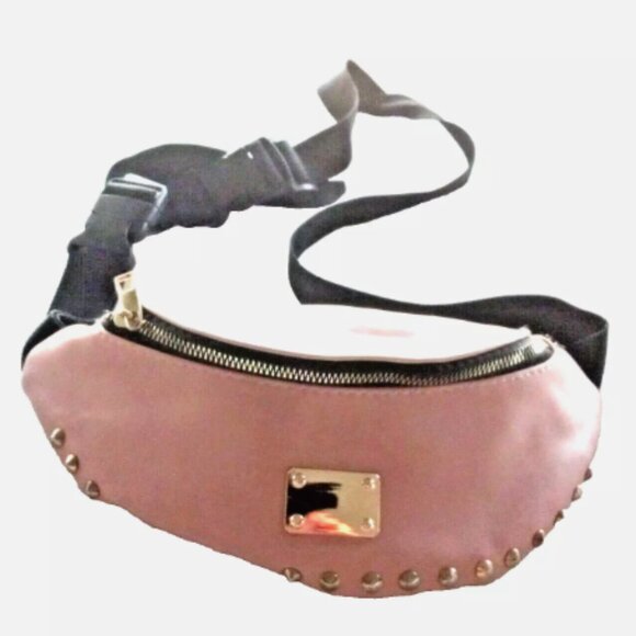 Gold Studded Pink Fanny Pack Belt Bag Pink Studded includes Extended belt - Picture 2 of 9